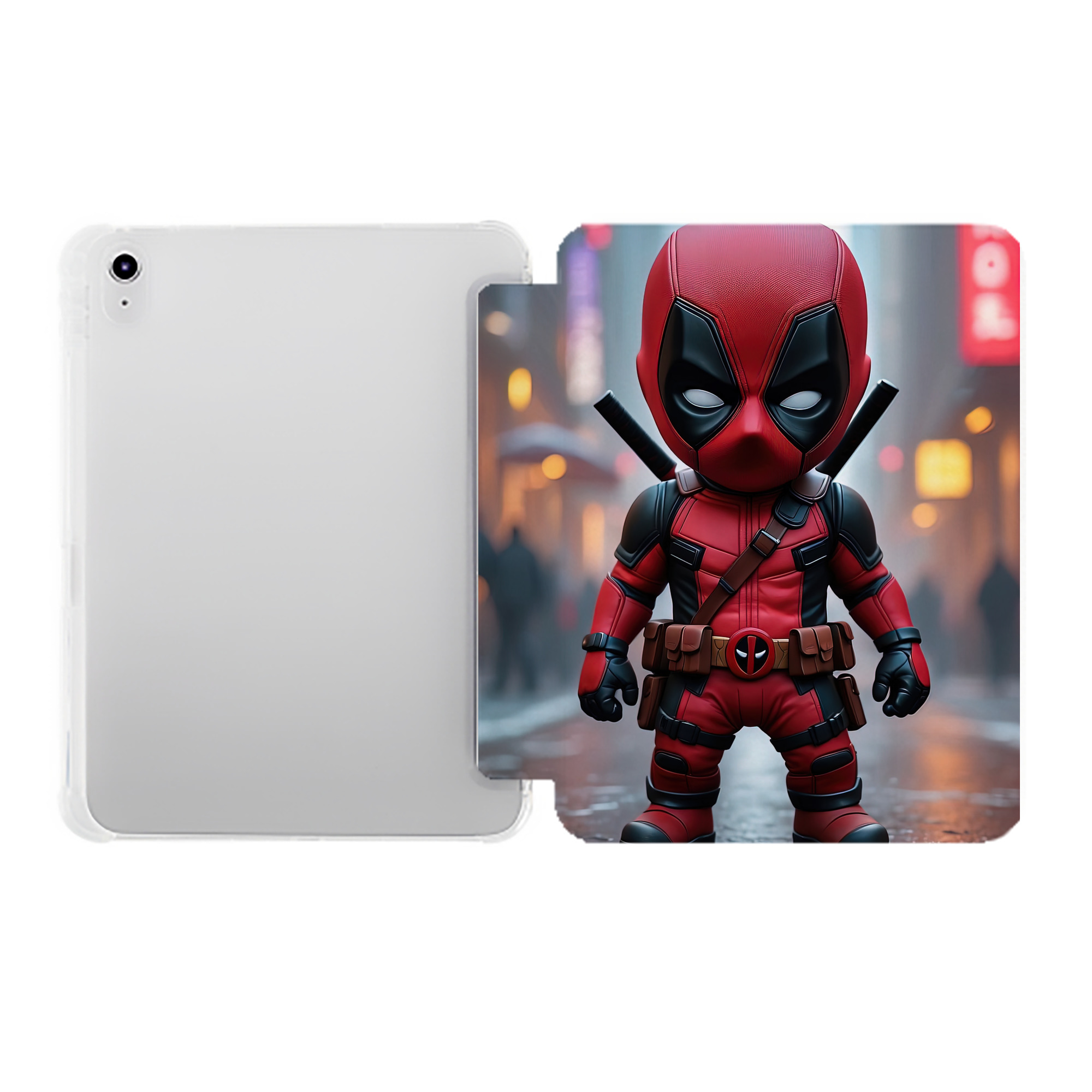 （画像用） Deadpool デッドプール IPad ケース ペン収納付き 三つ折りスタンド PUレザー×シリコン 対応機種9.5/10.5/10.9インチ